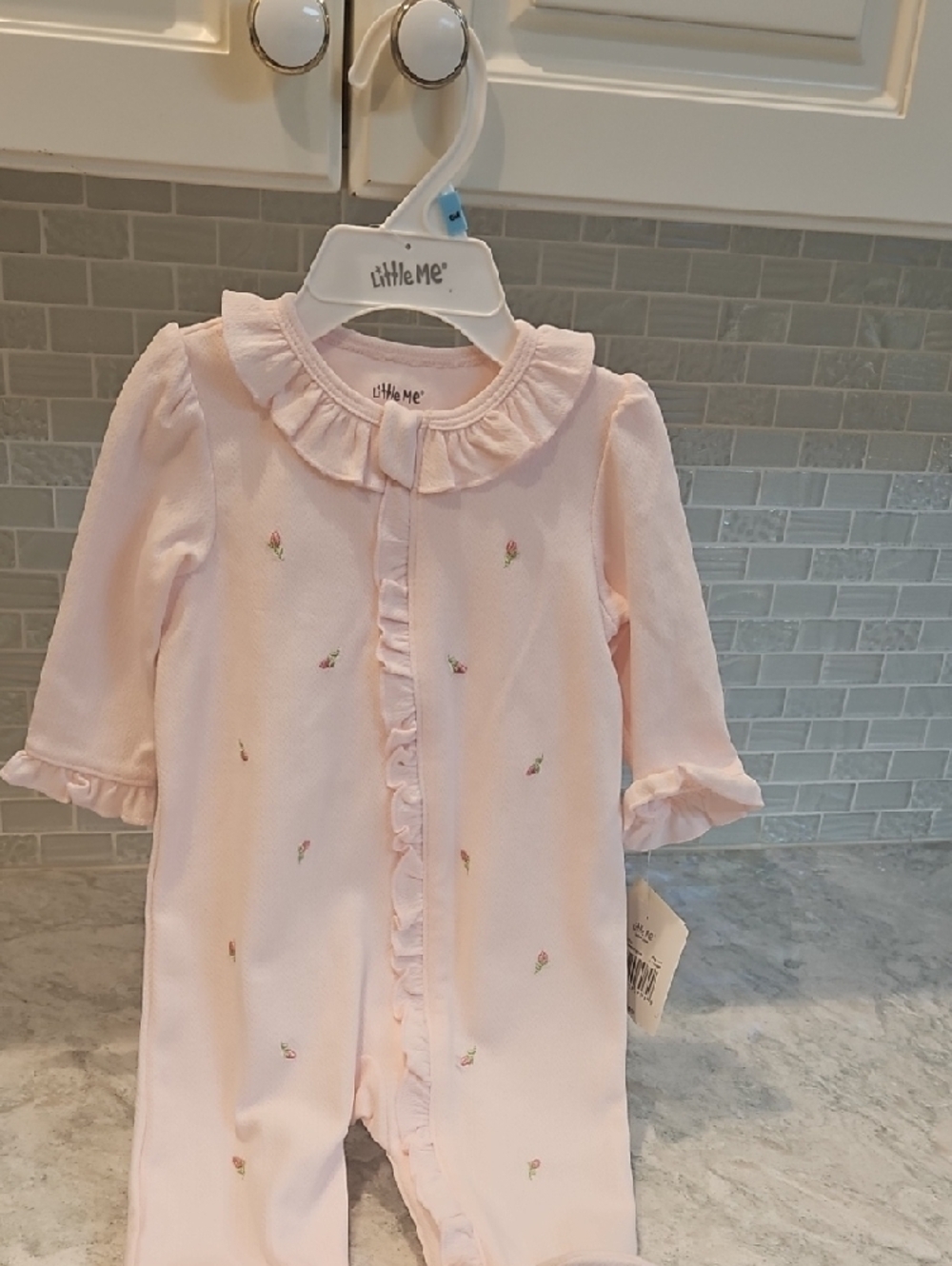 NWT Little Me Light Pink Ruffle-Trim One-Piece